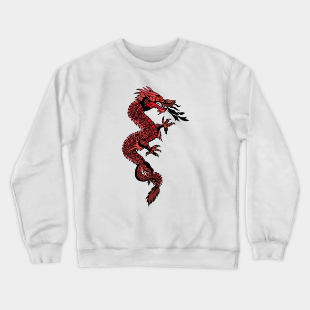 Red Chinese dragon design Crewneck Sweatshirt by KaisPrints